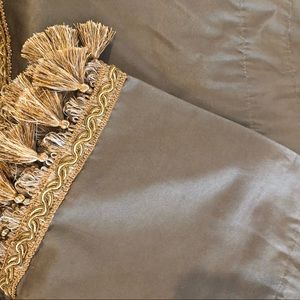 Sage valances with ivory and gold tassels